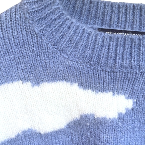 Glassworks London Intarsia Cloud Blue and White Wool Blend Sweater Jumper‎ - Picture 6 of 10